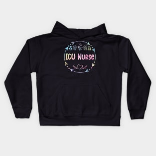 ICU Nurse cute floral watercolor Kids Hoodie